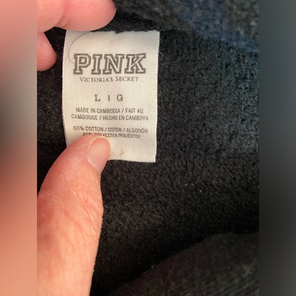 Pink Victorias Secret Black Pullover Hoodie  large - Picture 3 of 5